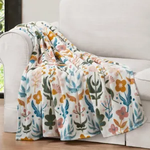 Jessica Simpson Plush 50"X70" Throw Blanket - Mila Floral - Luxurious Plush Blanket for Ultimate Comfort and Cozy Warmth