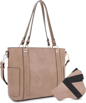 JESSIE & JAMES | Austin Whipstitching Concealed Carry Tote Bag with Lock and Key, Top Handle CCW Purse