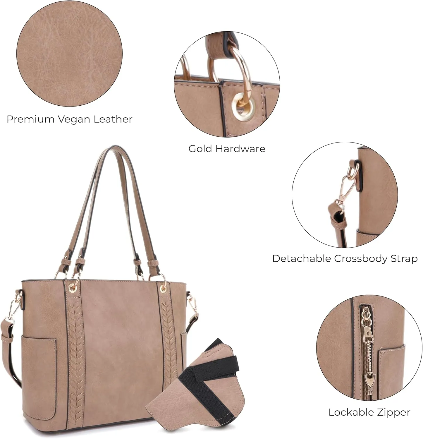 JESSIE & JAMES | Austin Whipstitching Concealed Carry Tote Bag with Lock and Key, Top Handle CCW Purse