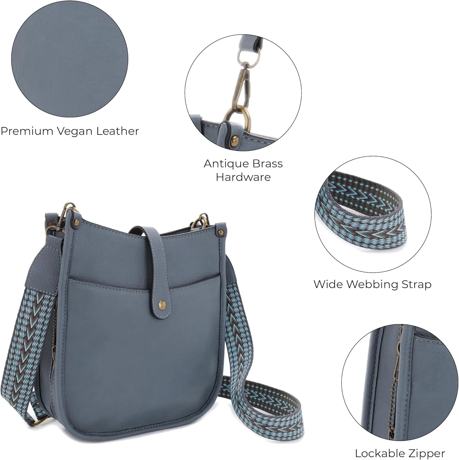 JESSIE & JAMES | Chelsea Concealed Carry Crossbody bag, Lock and Key HoboPurse with Wide Webbing Shoulder Strap