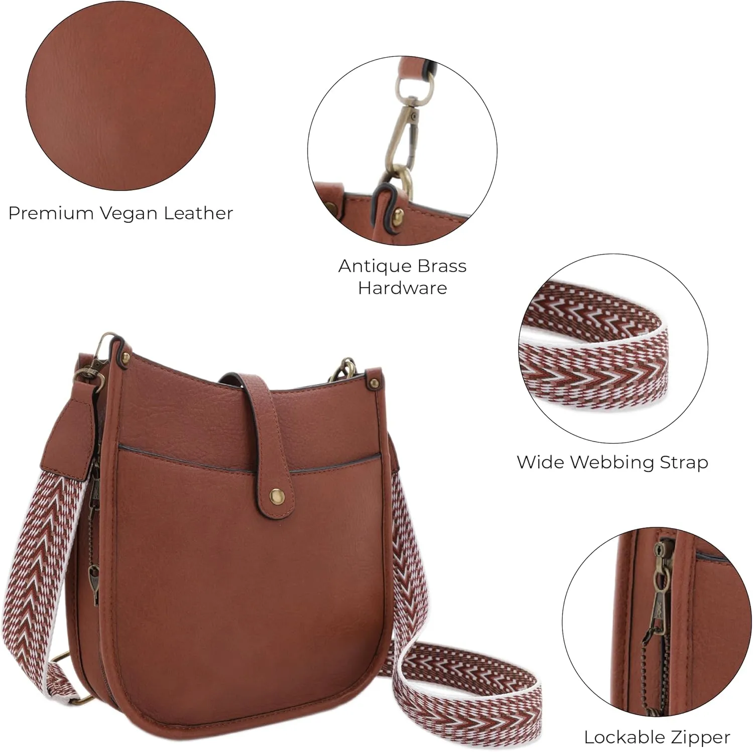 JESSIE & JAMES | Chelsea Concealed Carry Crossbody bag, Lock and Key HoboPurse with Wide Webbing Shoulder Strap