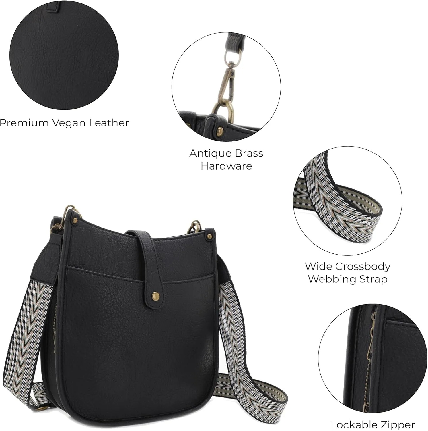 JESSIE & JAMES | Chelsea Concealed Carry Crossbody bag, Lock and Key HoboPurse with Wide Webbing Shoulder Strap