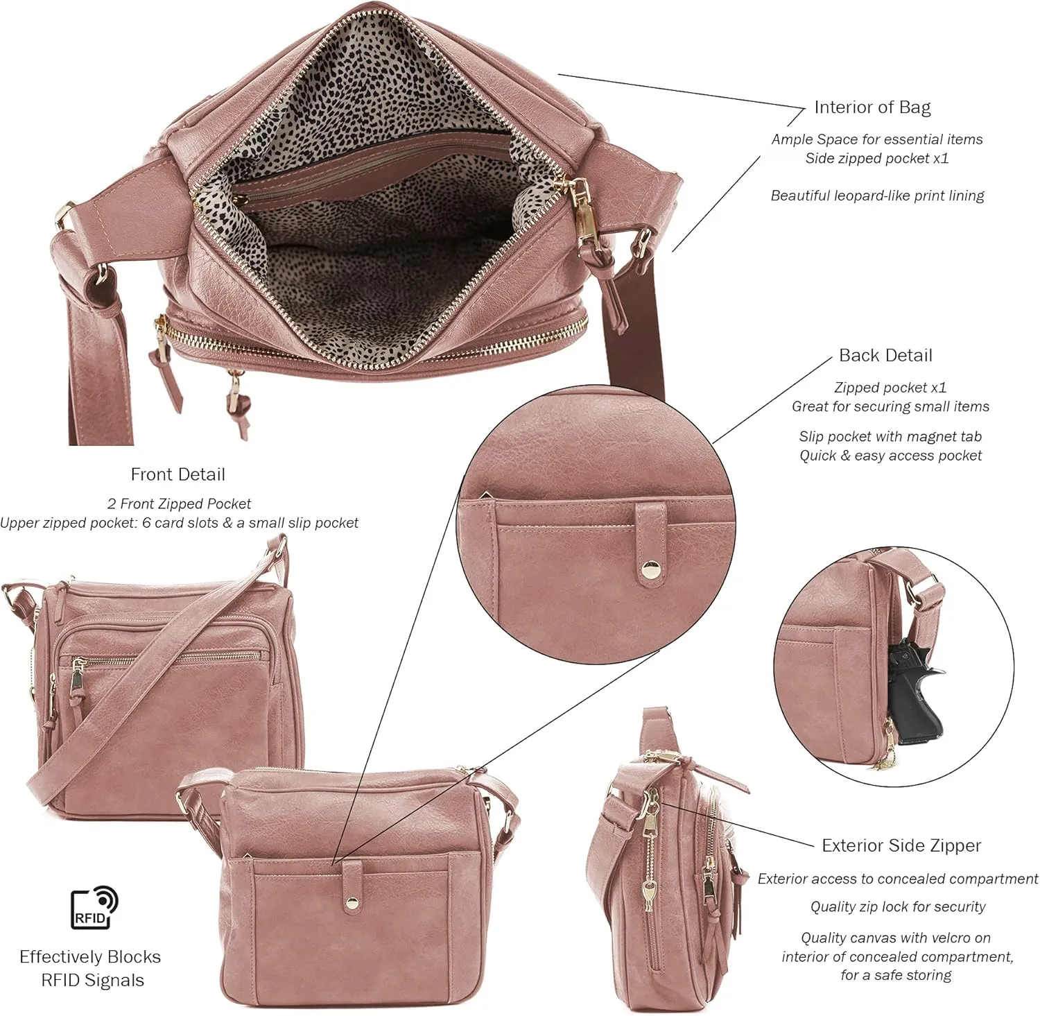 JESSIE & JAMES | Concealed Carry RFID Blocking Crossbody Purse for Women with Lock and Key