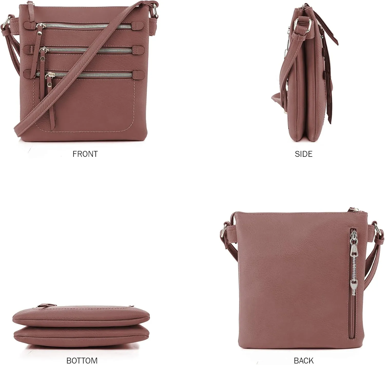 JESSIE & JAMES Double Compartment Multi-Zipper Triple Zip Pockets Concealed Carry Crossbody Bag with Lock and Key
