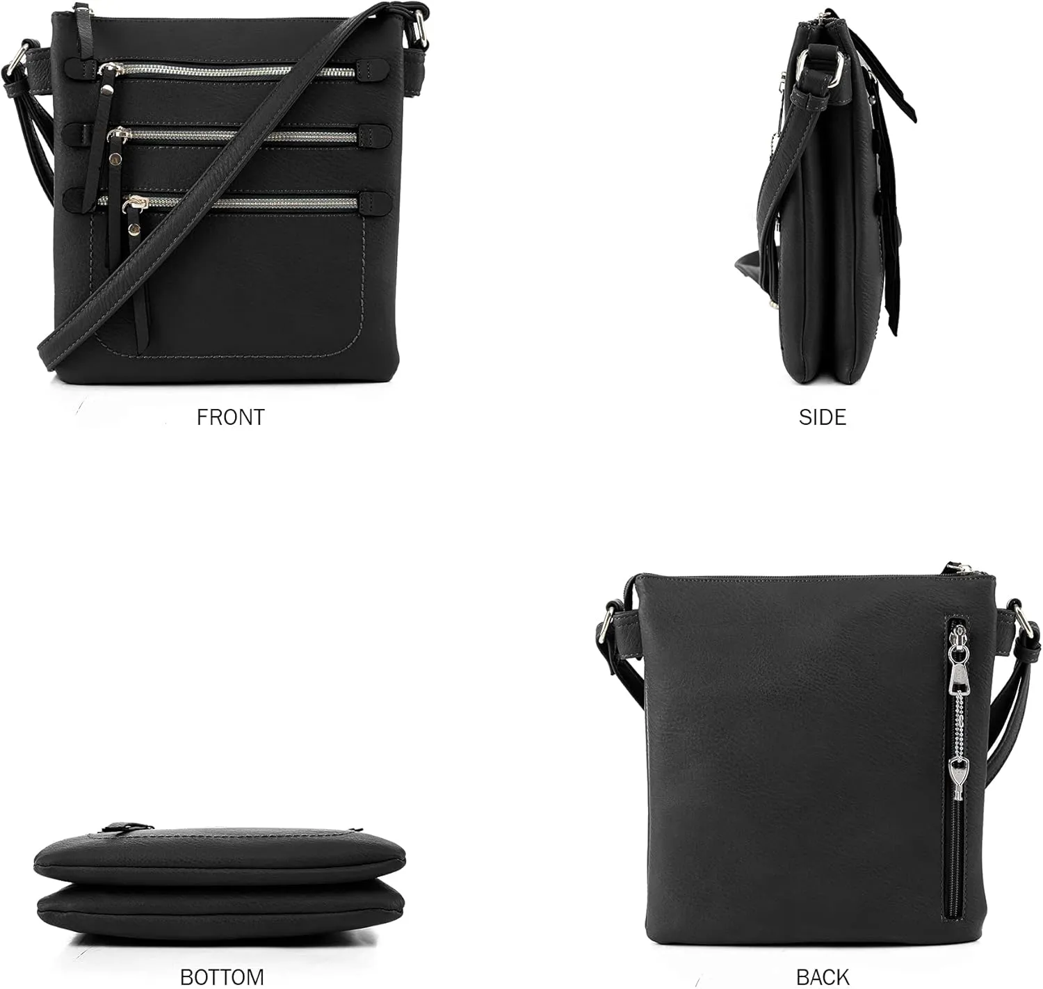 JESSIE & JAMES Double Compartment Multi-Zipper Triple Zip Pockets Concealed Carry Crossbody Bag with Lock and Key