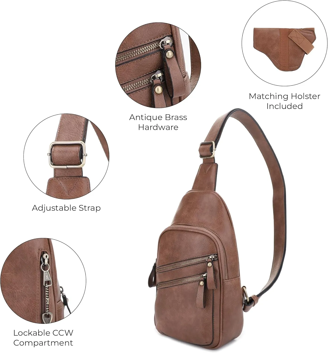 JESSIE & JAMES Jeannie Unisex Multi-Pocket Concealed Carry Sling Bag Crossbody Backpack Purse