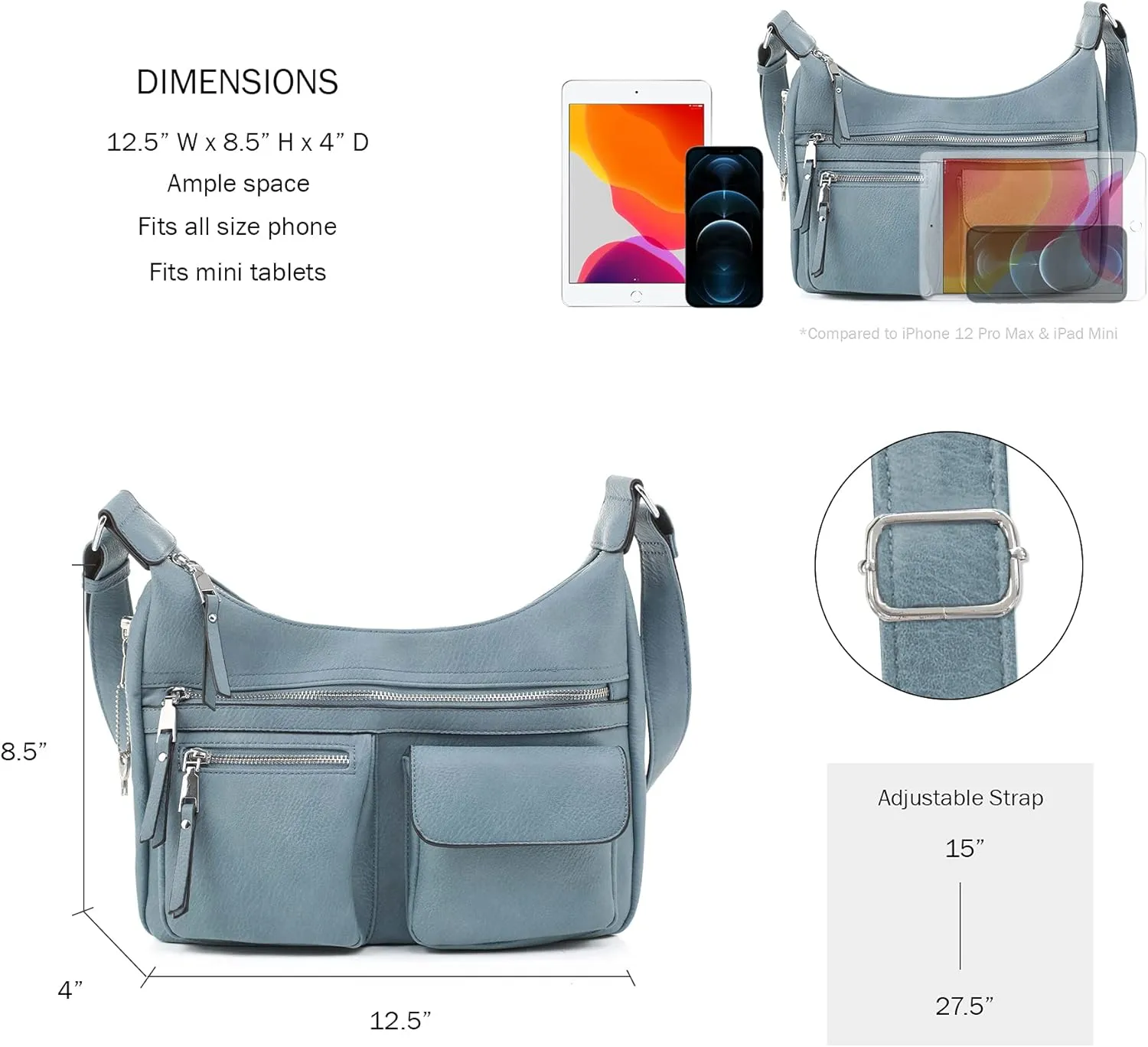 JESSIE & JAMES Large Concealed Carry Crossbody Bag For Women Gunbag Shoulder Purse With Detachable Holster