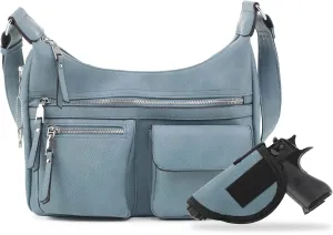 JESSIE & JAMES Large Concealed Carry Crossbody Bag For Women Gunbag Shoulder Purse With Detachable Holster