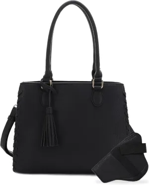 JESSIE & JAMES | Lioness Concealed Carry Satchel Bag with Tassel, Top Handle Purse with Crossbody Shoulder Strap