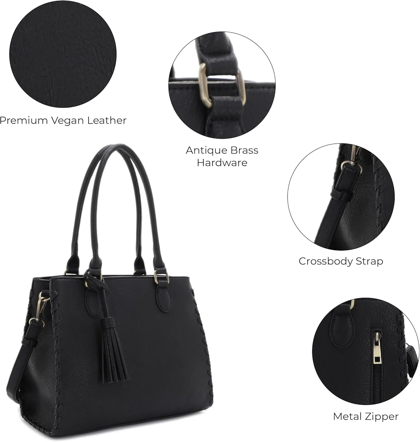 JESSIE & JAMES | Lioness Concealed Carry Satchel Bag with Tassel, Top Handle Purse with Crossbody Shoulder Strap