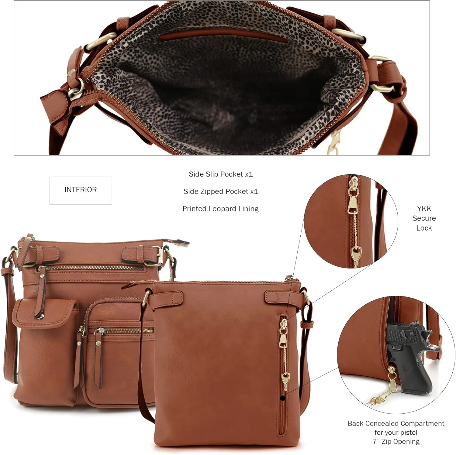 JESSIE & JAMES Robin Multipocket Concealed Carry Crossbody Bag with Lock and Key