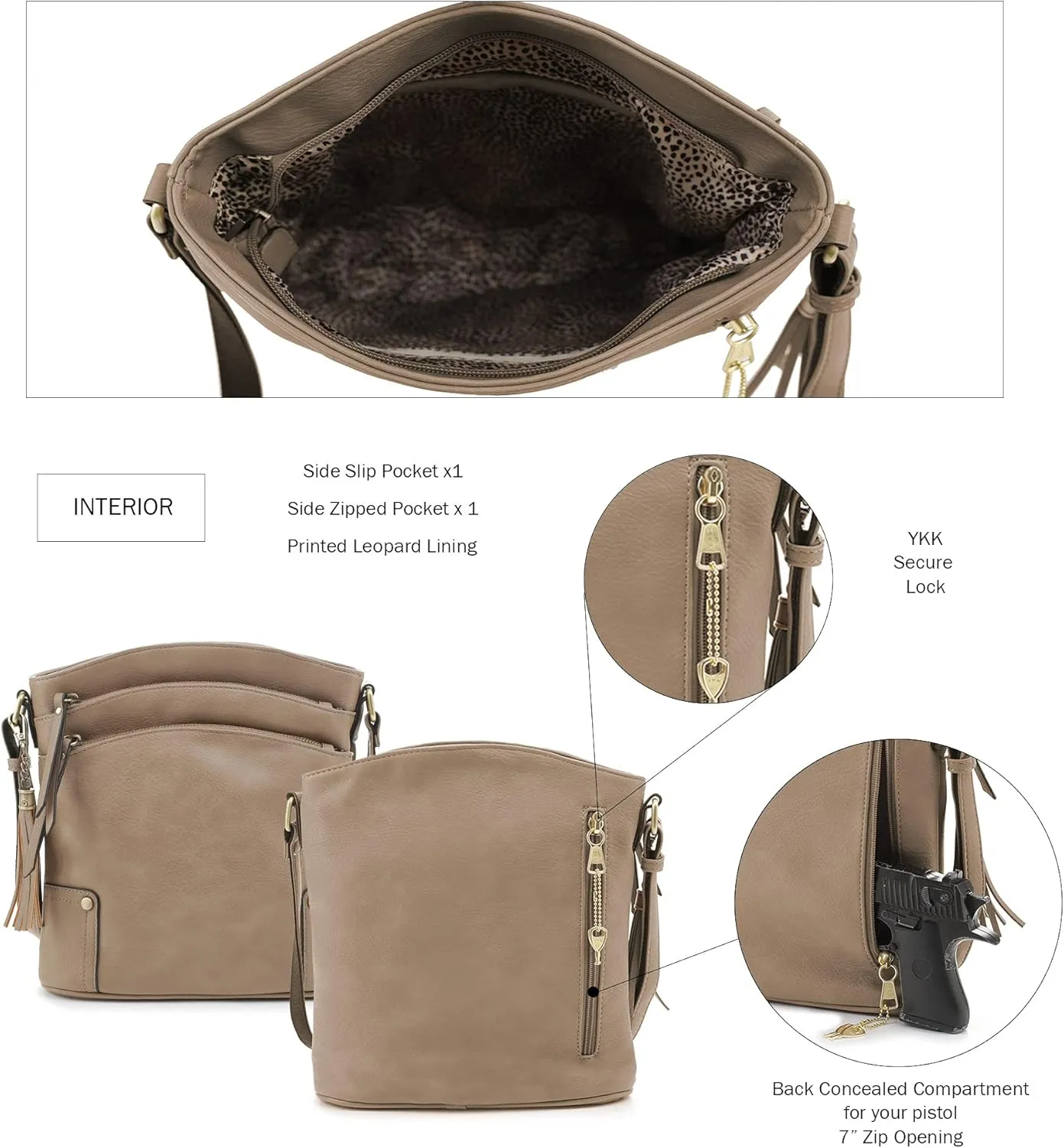 JESSIE & JAMES Robin Multipocket Concealed Carry Crossbody Bag with Lock and Key