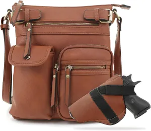 JESSIE & JAMES Robin Multipocket Concealed Carry Crossbody Bag with Lock and Key