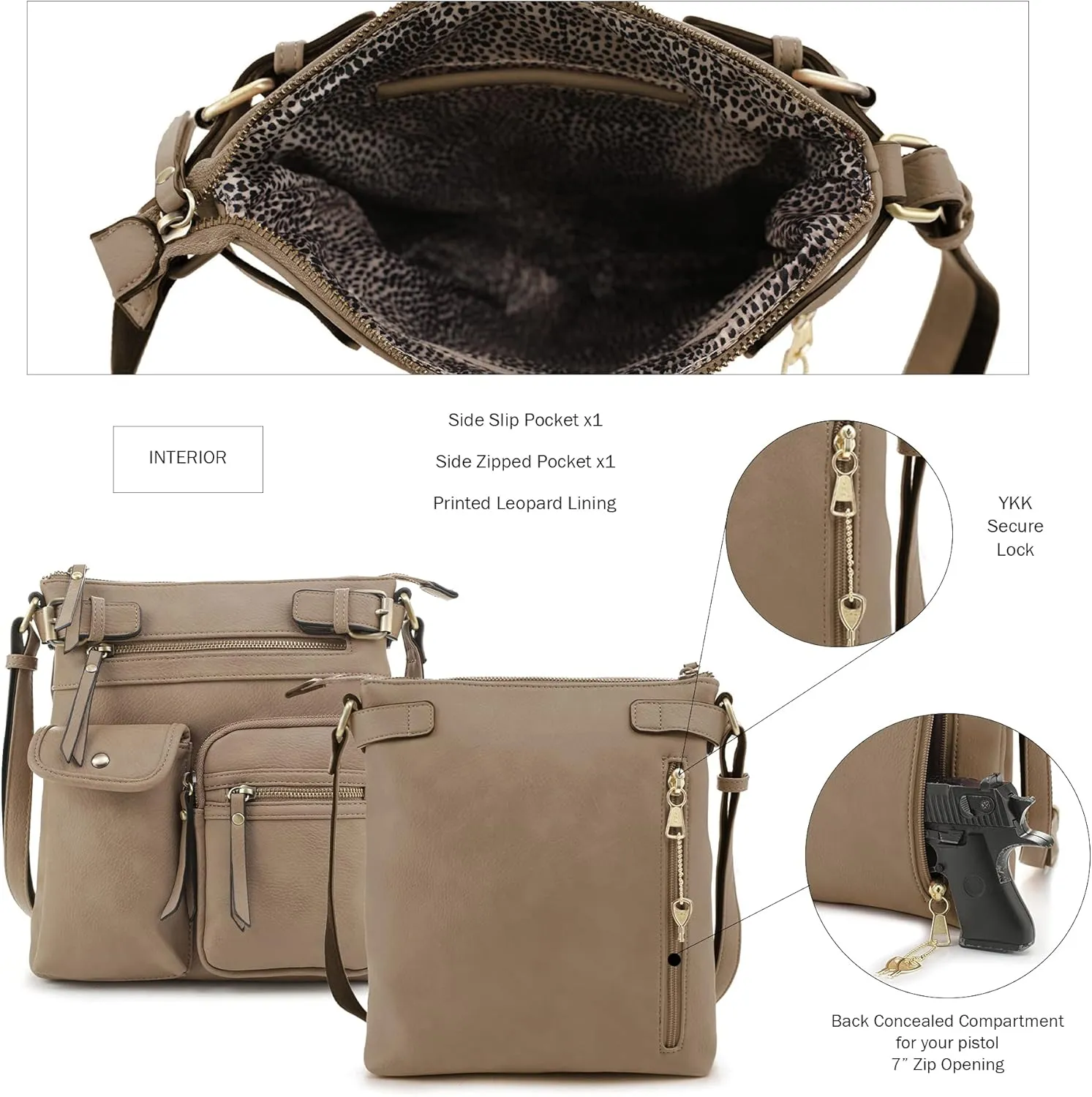 JESSIE & JAMES Robin Multipocket Concealed Carry Crossbody Bag with Lock and Key