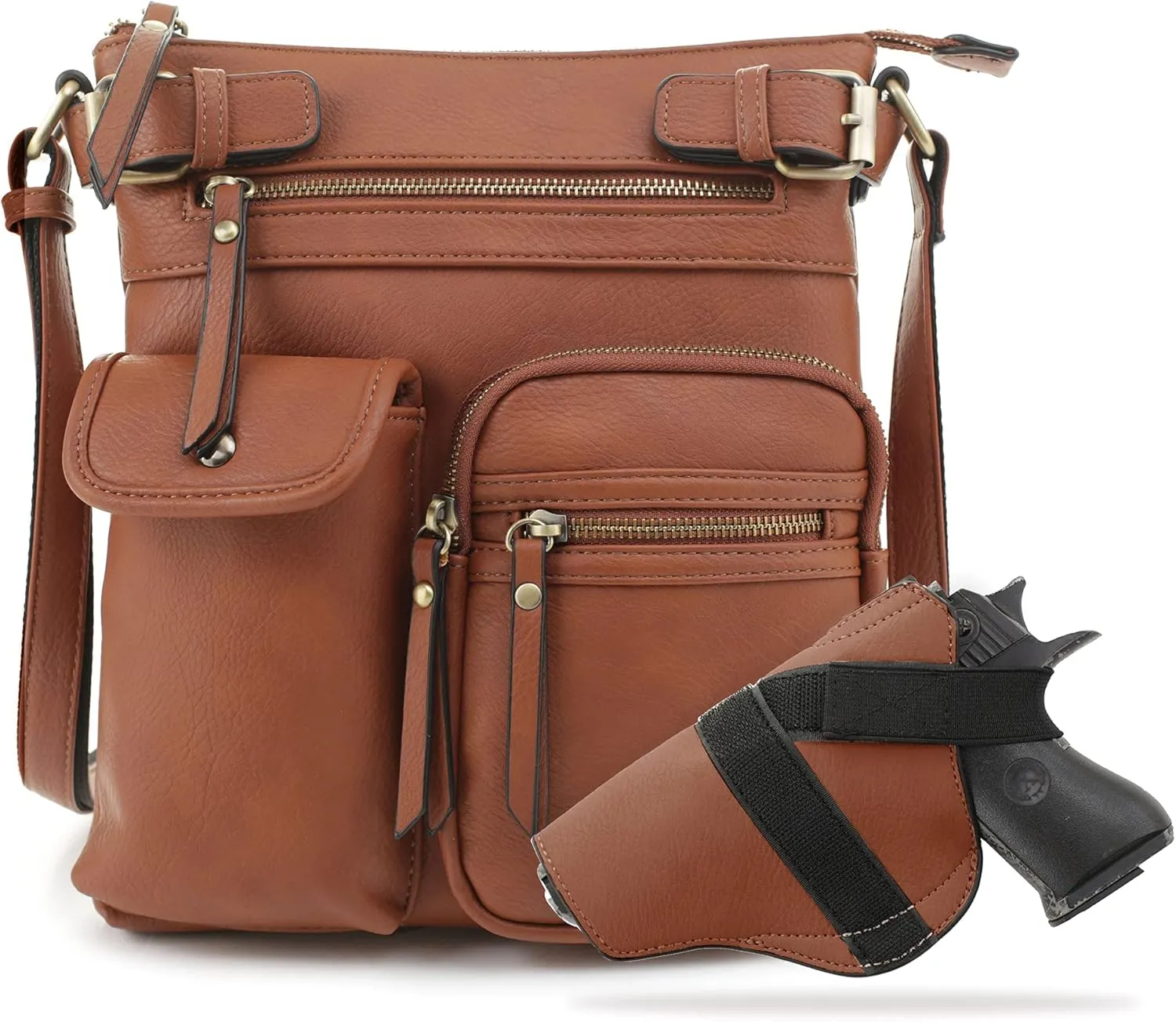 JESSIE & JAMES Robin Multipocket Concealed Carry Crossbody Bag with Lock and Key