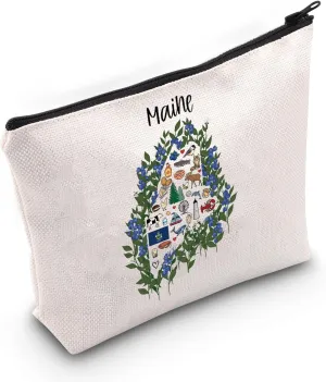 JNIAP Maine State Map Gift Maine Favorites State Cosmetic Bag Maine Travel Gifts (Maine Bag)