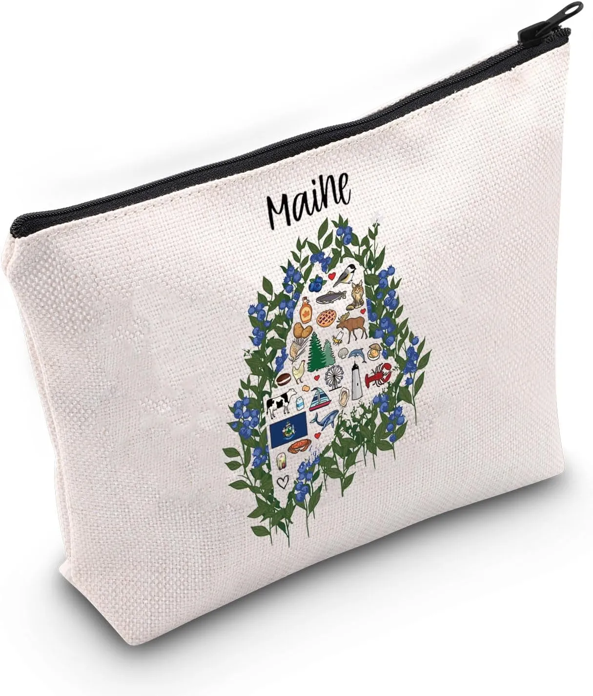 JNIAP Maine State Map Gift Maine Favorites State Cosmetic Bag Maine Travel Gifts (Maine Bag)