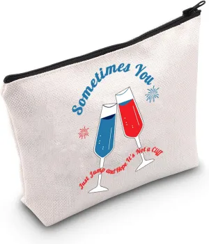 JNIAP Movie Lovers Inspired Gift Sometimes You Just Jump and Hope It's Not a Cliff Cosmetic Bag Book Lover LGBTQ Gift (Sometimes You Just Jump Bag)
