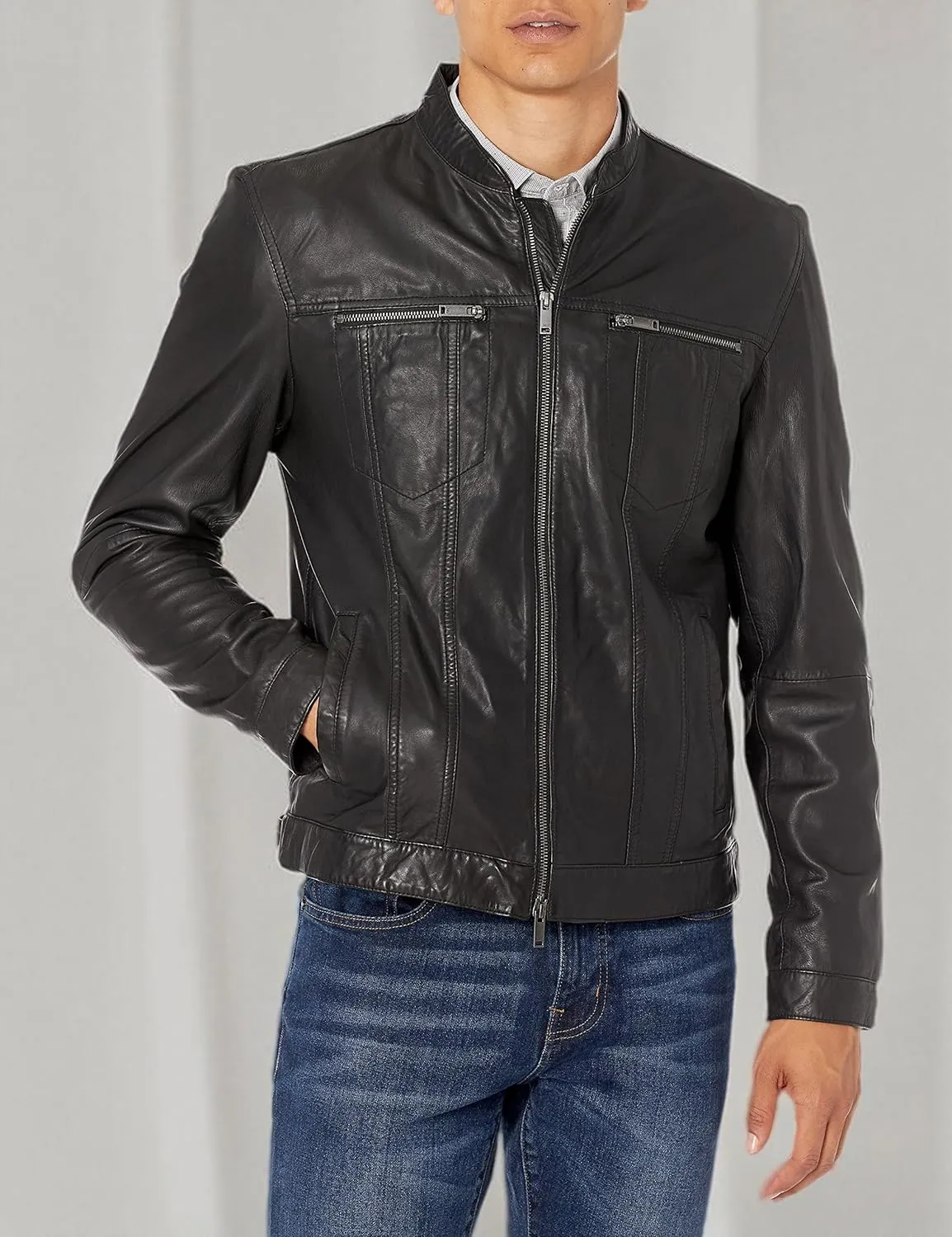John Varvatos Men's Brando Leather Jacket