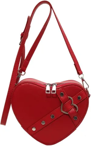 JQWSVE Cute Heart Shaped Purse for Women Faux Leather Heart Crossbody Bag Y2k Purse Small Shoulder Handbag with Zipper