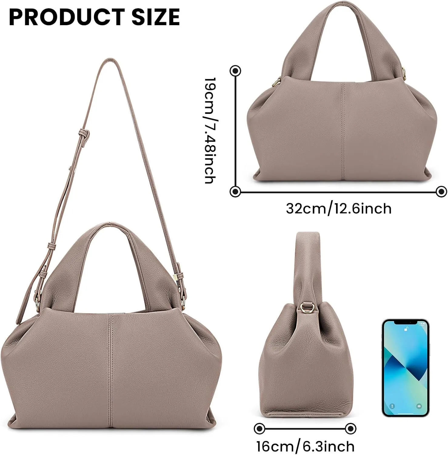 JQWYGB Cloud Pouch Dumpling Clutch Purse Women Tote Shoulder Retro Crossbody Bag with Removable Strap