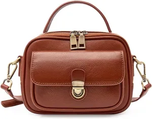 JSEIAJB Retro Leather Women's Bag Portable Baotou Layer Leather Sigle Shoulder Oblique Span Bag Practical Casual