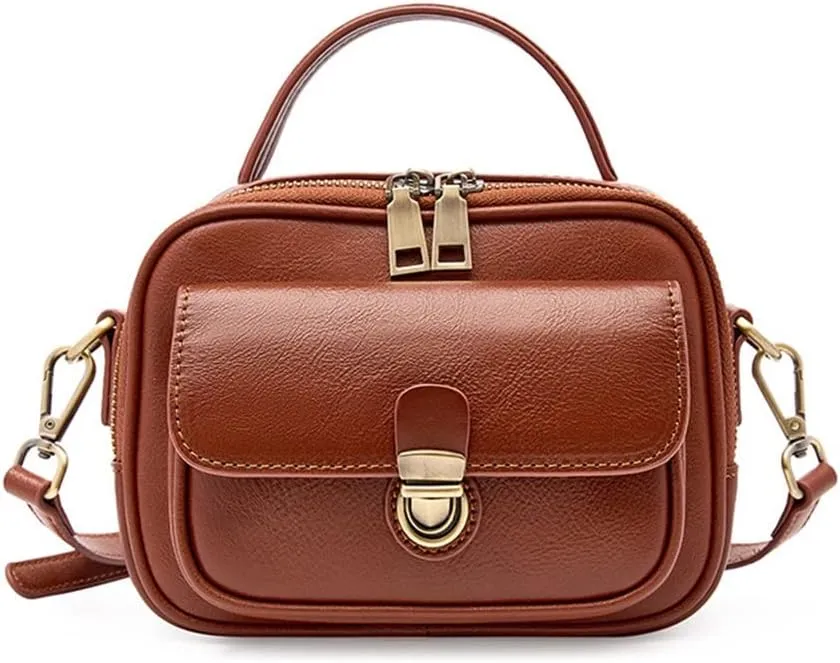 JSEIAJB Retro Leather Women's Bag Portable Baotou Layer Leather Sigle Shoulder Oblique Span Bag Practical Casual