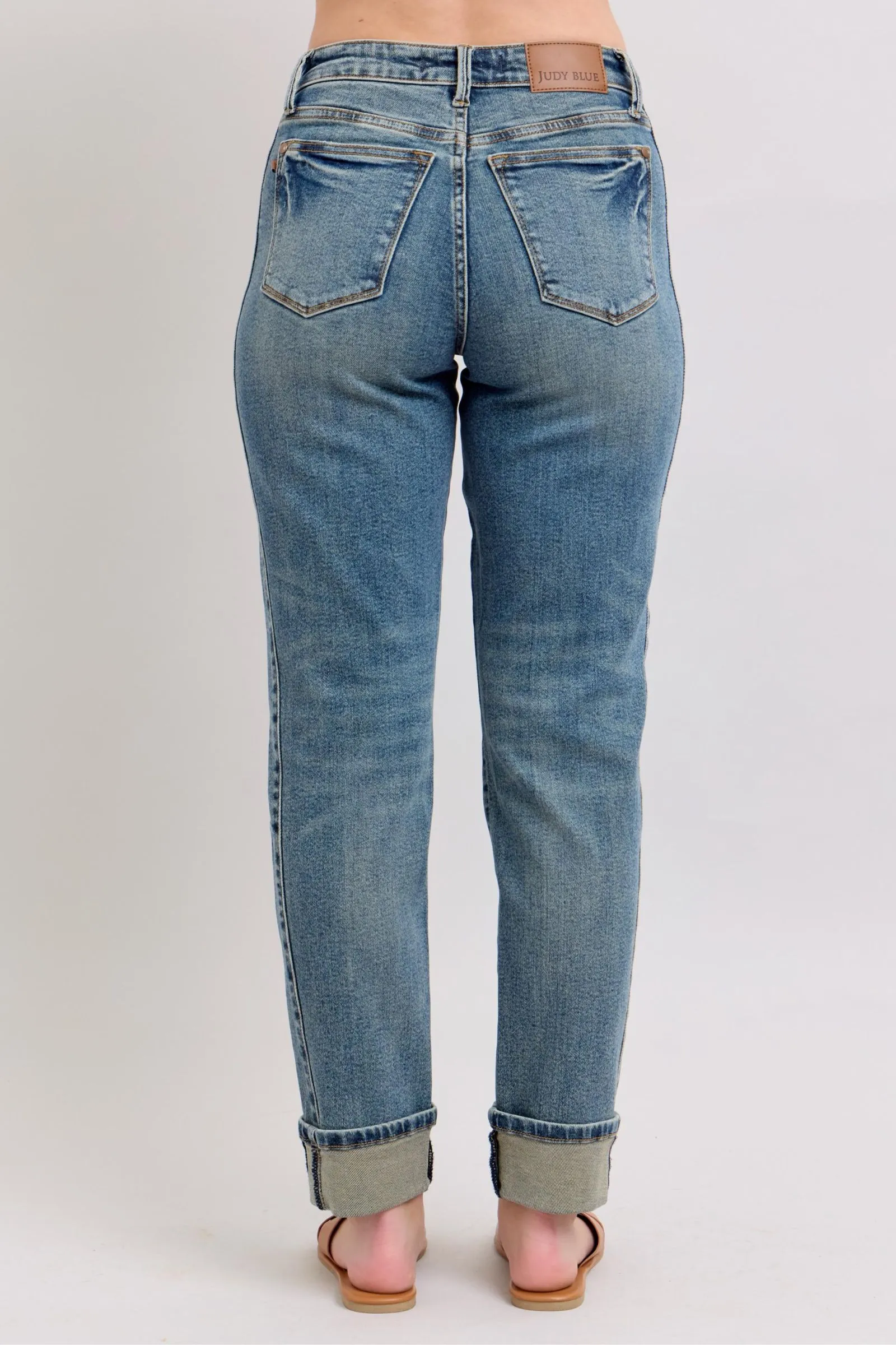 Judy Blue MR Vintage Wash SS Panel & Double Roll Cuff Boyfriend 88946