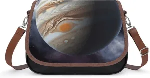 Jupiter Landscape Leather Shoulder Bag for Women Classic Crossbody Purse Leather Tote Bag Handbag Purse Small Shoulder Bags for Shopping