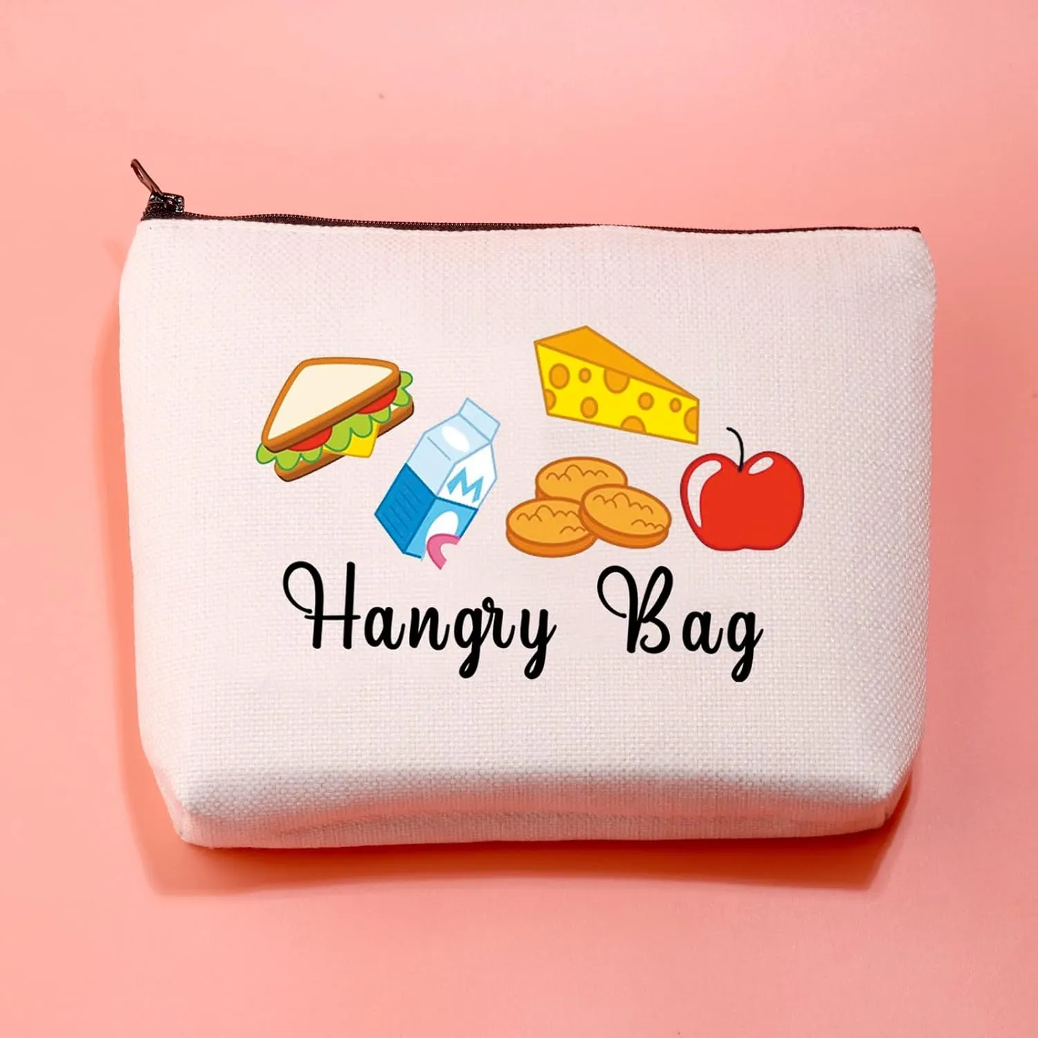 JXGZSO Funny Foodie Gift Hangry Bag Snack Travel Bags Emergency Snacks Food Storage Bag Snack Lover Gift