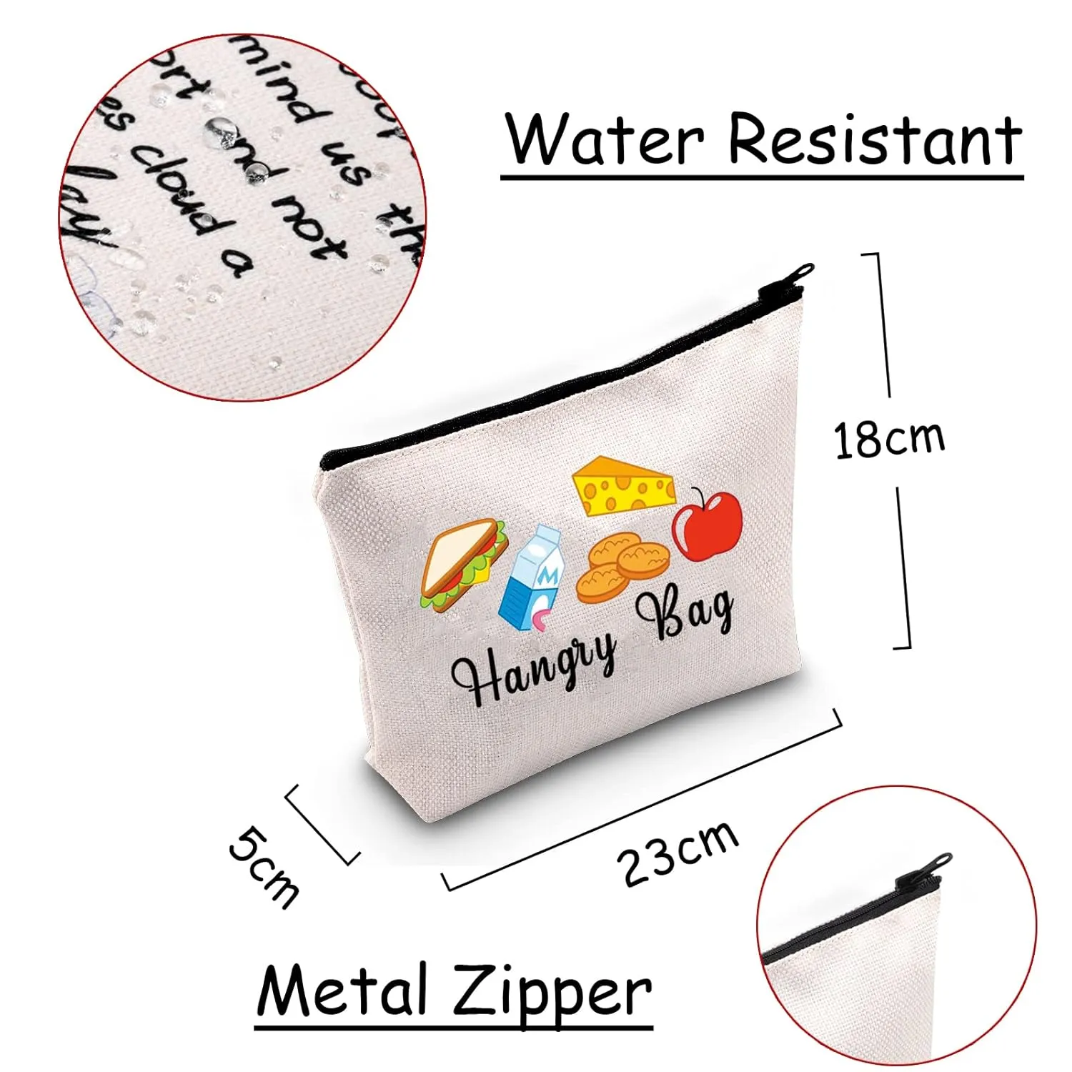 JXGZSO Funny Foodie Gift Hangry Bag Snack Travel Bags Emergency Snacks Food Storage Bag Snack Lover Gift