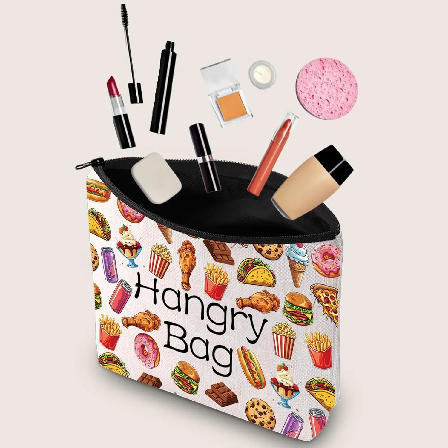 JXGZSO Funny Foodie Gift Hangry Bag Snack Travel Makeup Bags Emergency Snacks Food Storage Bag Snack Lover Gift
