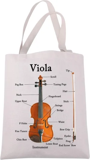 JXGZSO Viola Musician Tote Bag - Anatomy Viola Lover Player Teacher Violist Gift