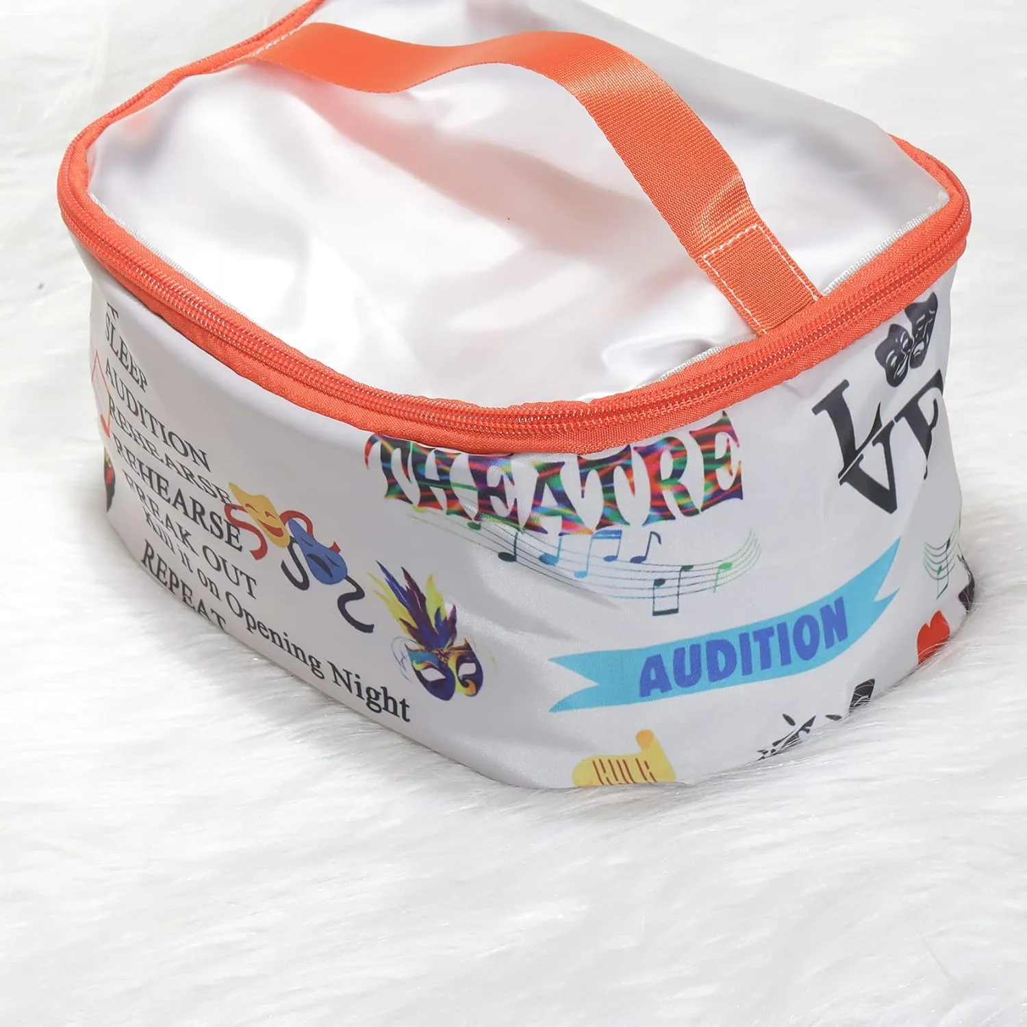 JYTAPP Theatre Life Makeup Bag Drama Theater Gift Eat Sleep Audition Theatre Novelty Cosmetic Bag Musical Theatre Gift Comedy Tragedy Mask Drama Gift Performer Gift (cosmetic organizer Bag)