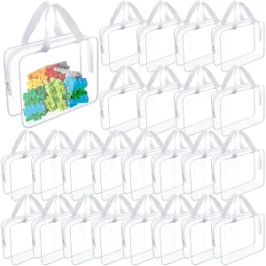 Kacctyen 24 Pcs Large Toy Storage Bags PVC Clear Makeup Bags Organizing Cosmetic Tote Pouch Storage Purse Bulk Waterproof for Board Games(White)