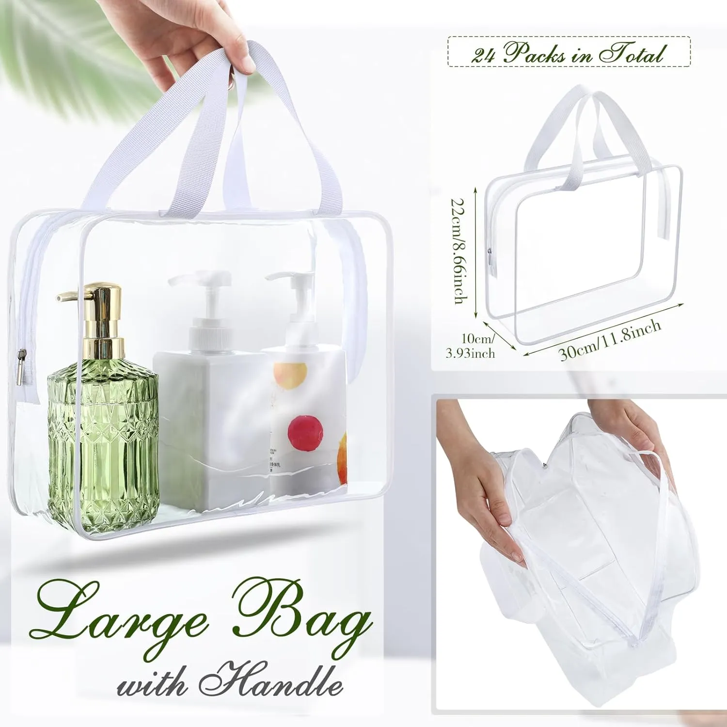 Kacctyen 24 Pcs Large Toy Storage Bags PVC Clear Makeup Bags Organizing Cosmetic Tote Pouch Storage Purse Bulk Waterproof for Board Games(White)