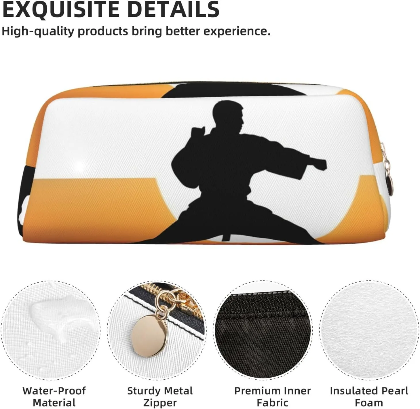 Karate silhouette Makeup Bag for Women Men Travel Toiletry Bag Aesthetic Purse Pouch Large Pencil Case