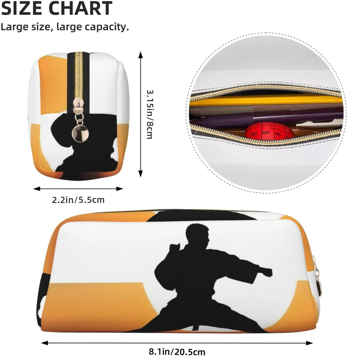 Karate silhouette Makeup Bag for Women Men Travel Toiletry Bag Aesthetic Purse Pouch Large Pencil Case