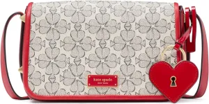 kate spade new york Spade Flower Coated Canvas Small Flap Crossbody, Cherry Rouge Multi