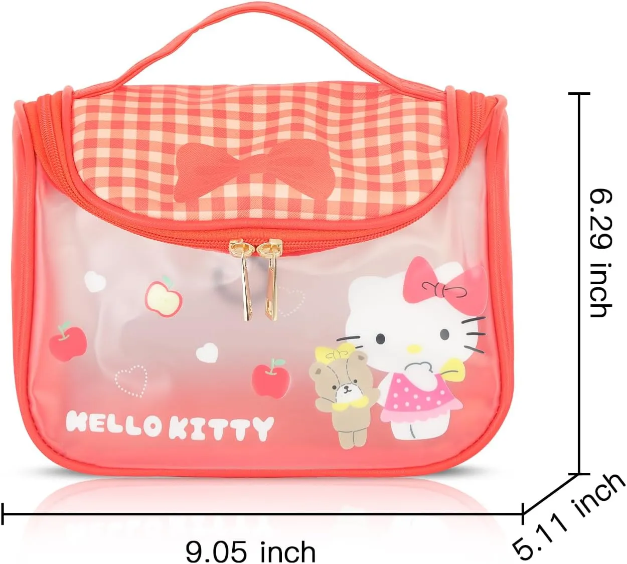 Kawaii Kitty Square Makeup Bag With Zipper, Cat Cosmetic Pouch Storage Case for Women, Toiletry Bag (TMING KDM)