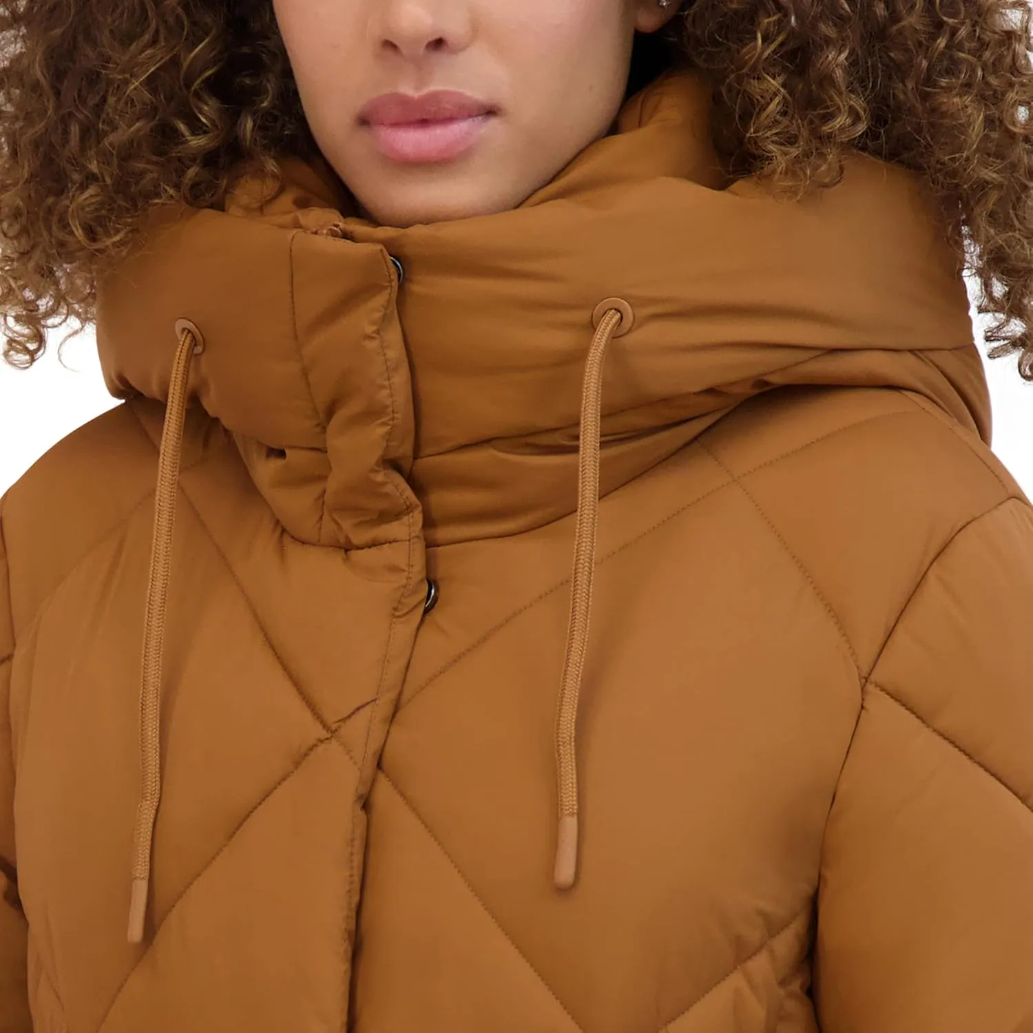 Kenneth Cole Women's Diamond Quilted Belted Puffer with Ultra Soft Plush Synthetic Fill