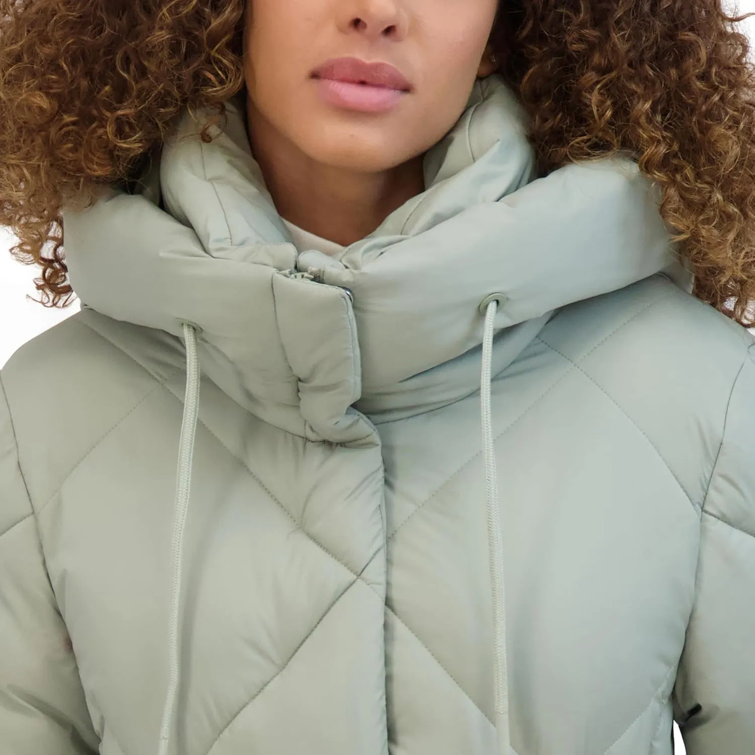Kenneth Cole Women's Diamond Quilted Belted Puffer with Ultra Soft Plush Synthetic Fill