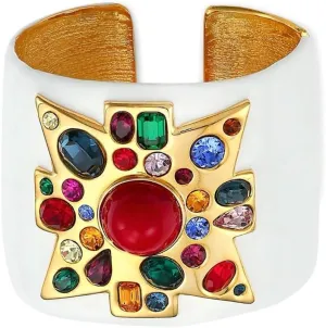 Kenneth Jay Lane Jeweled and Enameled Maltese Cross Cuffs