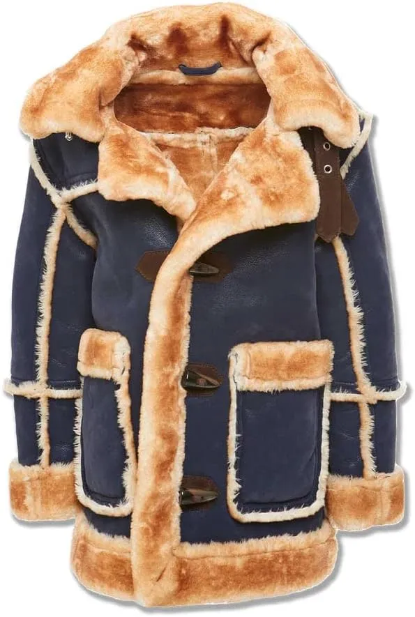 Kids Faux Shearling Suede Jacket with Detachable Fur Hood, Sizes 8-12