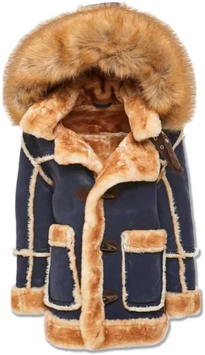 Kids Faux Shearling Suede Jacket with Detachable Fur Hood, Sizes 8-12
