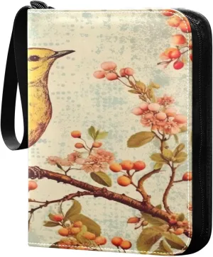 Kigai Trading Card Binder with 50 Sleeves, 400 Pockets PU Zipper Card Collection Binder 4-Pocket Portable Card Folder for Sports Cards, Game Cards (Bird Painting Design)