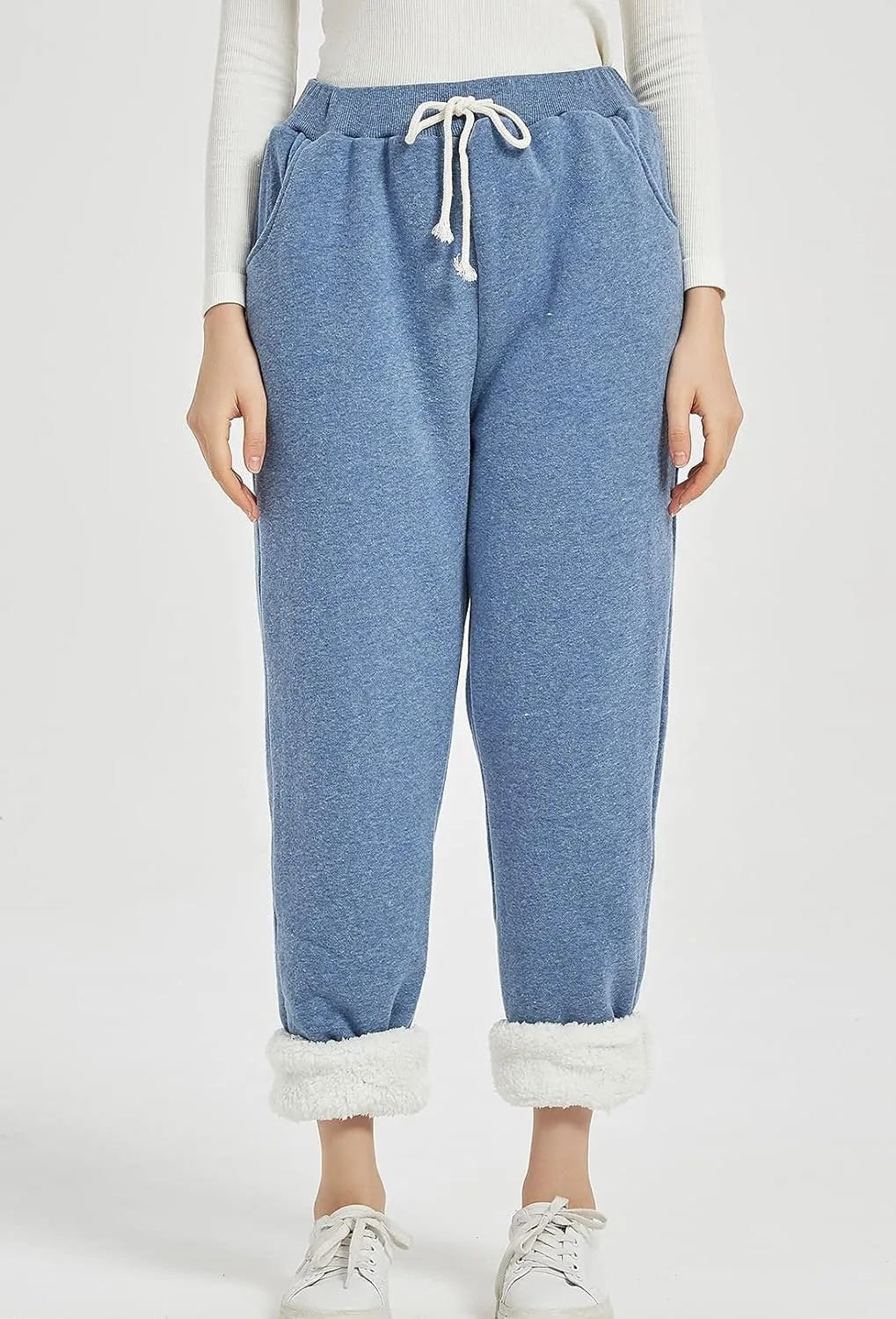 Kissonic Women's Warm Fleece Joggers Pants Athletic Track Sherpa Lined Sweatpants