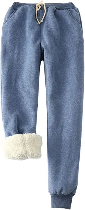 Kissonic Women's Warm Fleece Joggers Pants Athletic Track Sherpa Lined Sweatpants