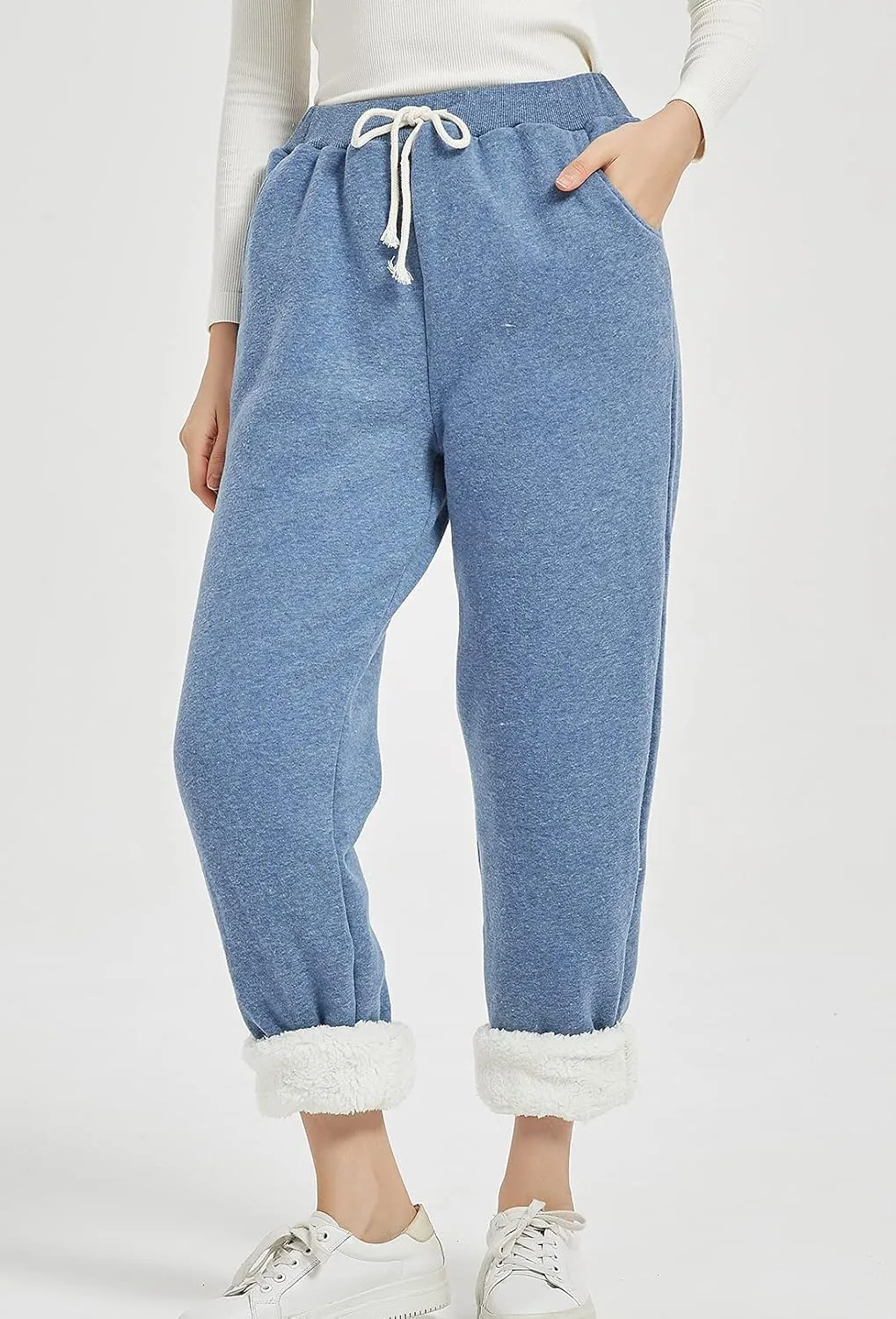 Kissonic Women's Warm Fleece Joggers Pants Athletic Track Sherpa Lined Sweatpants