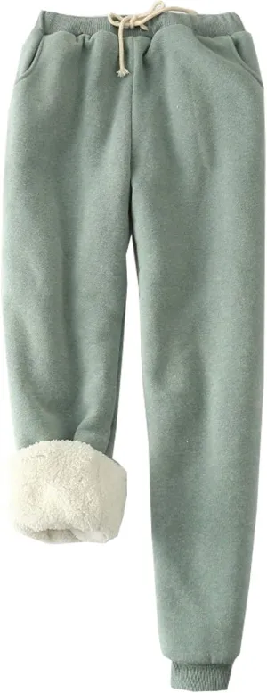 Kissonic Women's Warm Fleece Joggers Pants Athletic Track Sherpa Lined Sweatpants